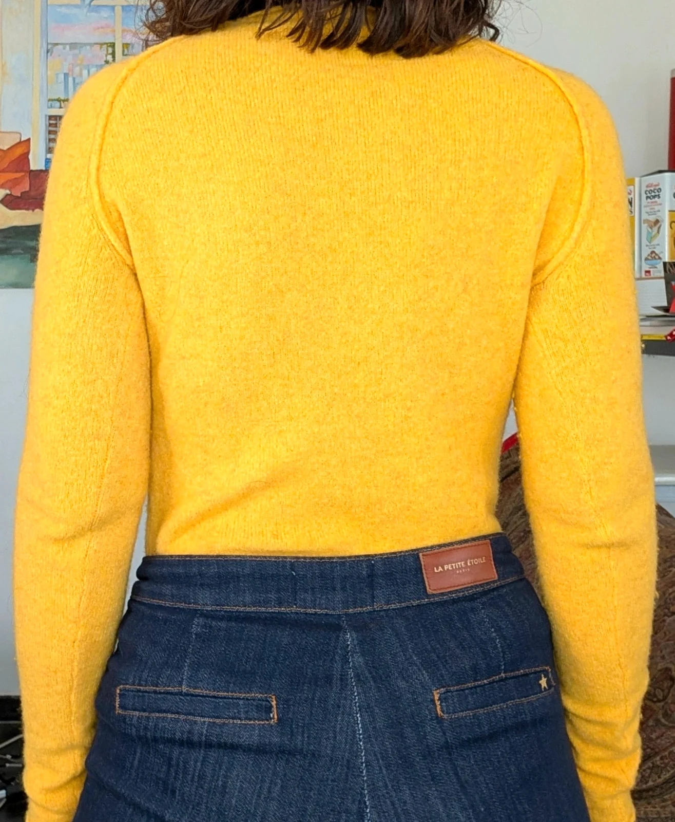 Pull fin manches longues American Vintage jaune 36 – photo 3